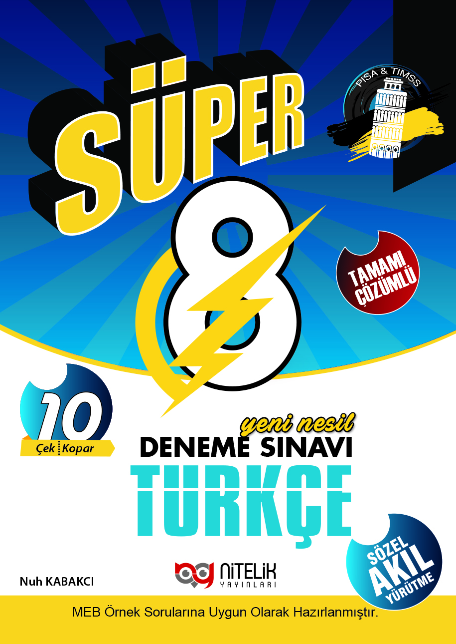 Süper 8. Sınıf Yeni Nesil Türkçe 10 Deneme Sınavı kapak görseli